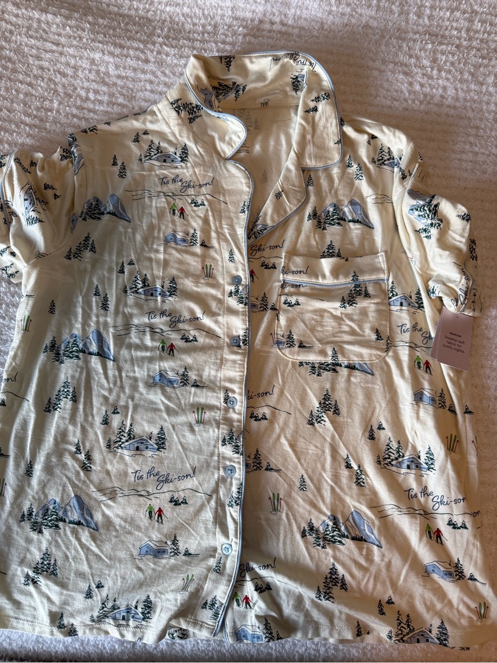 Cream Ski Graphic Short Sleeve and shorts women’s pajamas